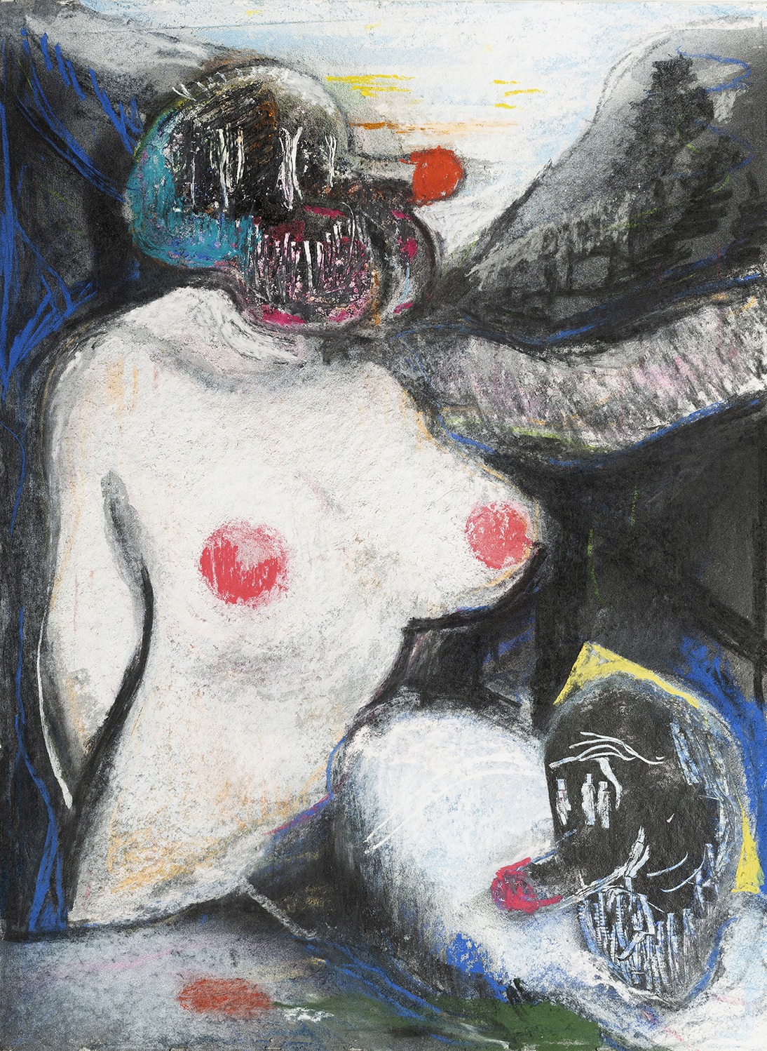 Obraz: Kosmická žena II. - David Pešat, 80x60, pastel na papíře, 2020
